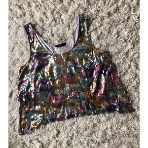 NWOT floral sequin top